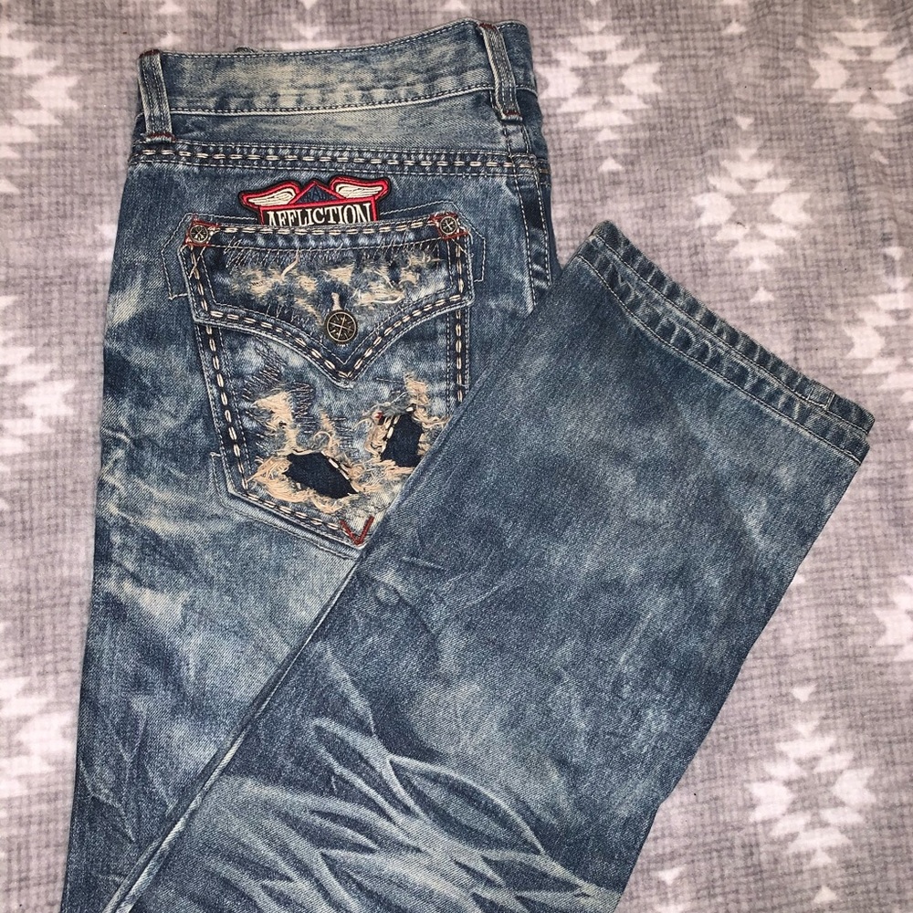 Affliction Jeans w patches
